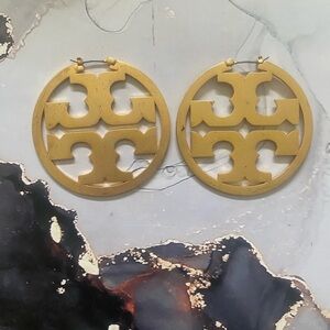 Tory Burch Gold Logo Disc Earrings